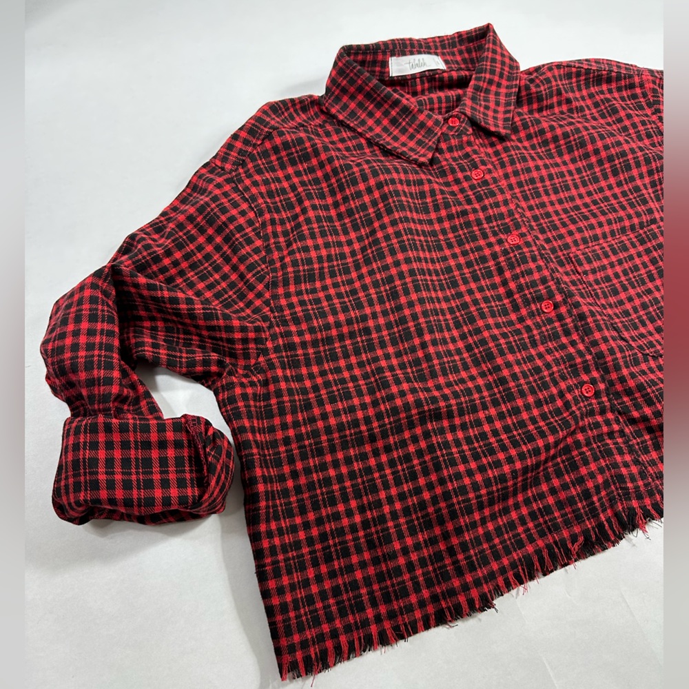 NWOT Checkered “Flannel” Crop Top